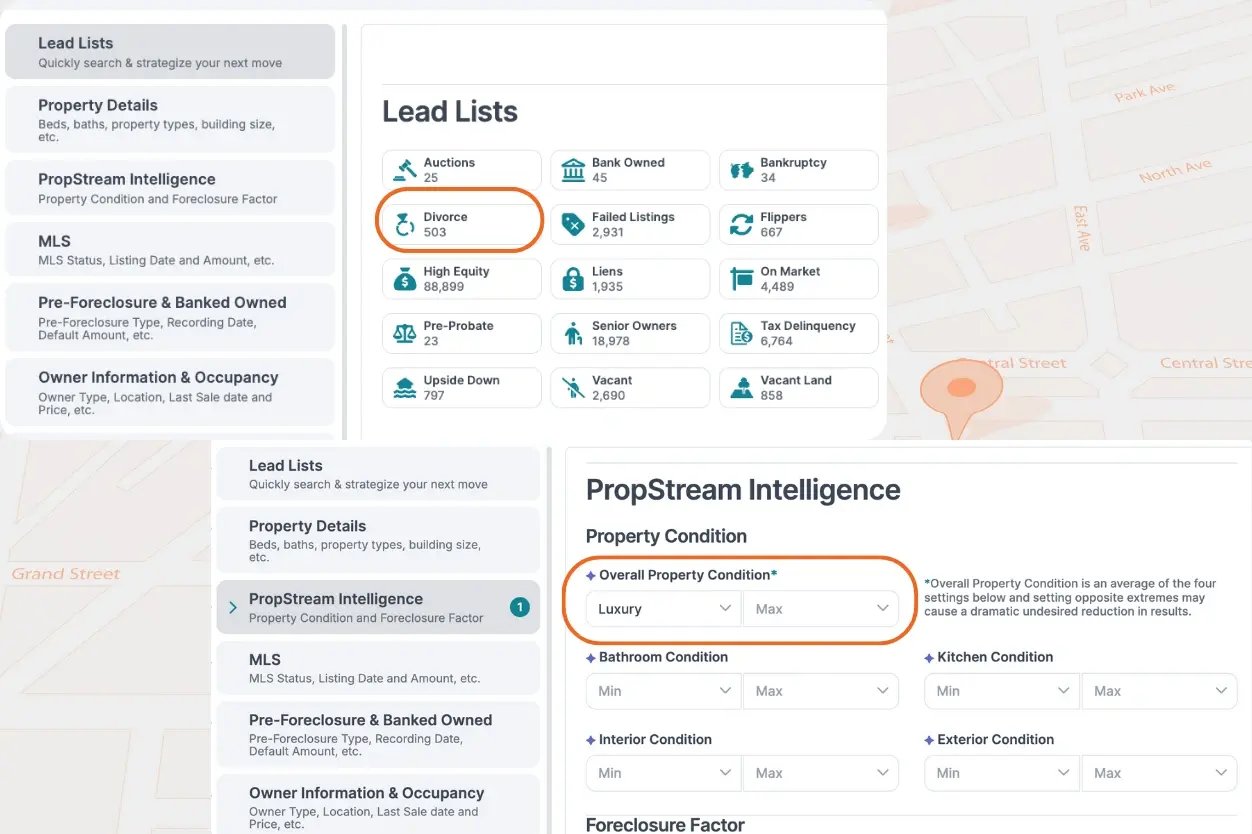 propstream filtering screengrabs