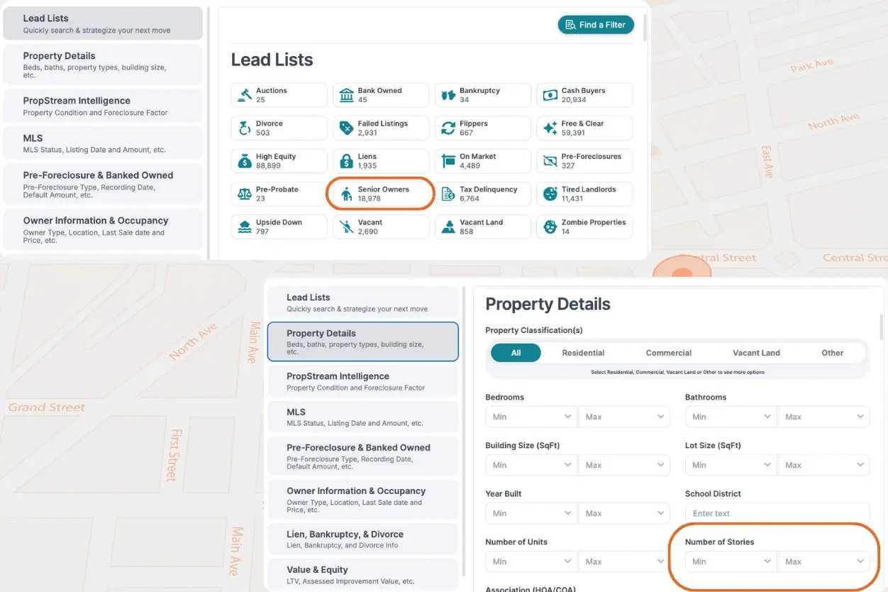 propstream filtering screengrabs