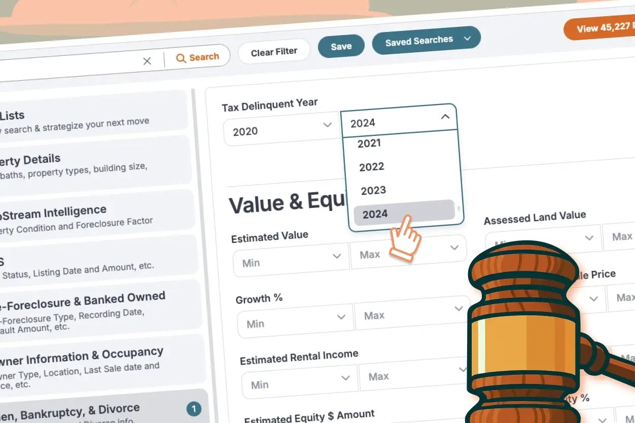 tax delinquent property data in propstream