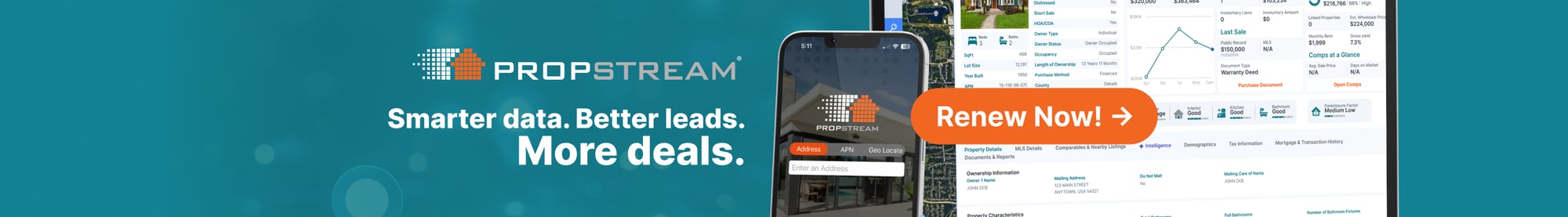 Smarter data, better leads, more deals - Renew your PropStream account now!