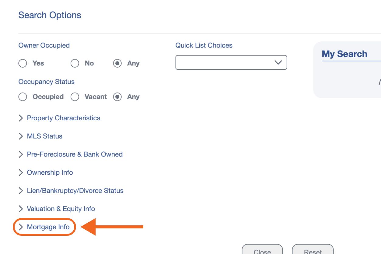 Step 2: Navigate to the "Mortgage Info" Dropdown