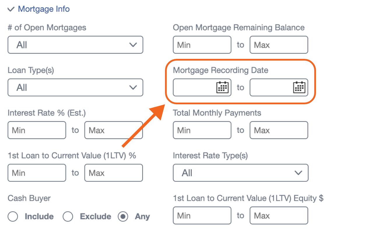 We're thrilled to announce a valuable addition to the PropStream toolkit – the Mortgage Recording Date filter!
