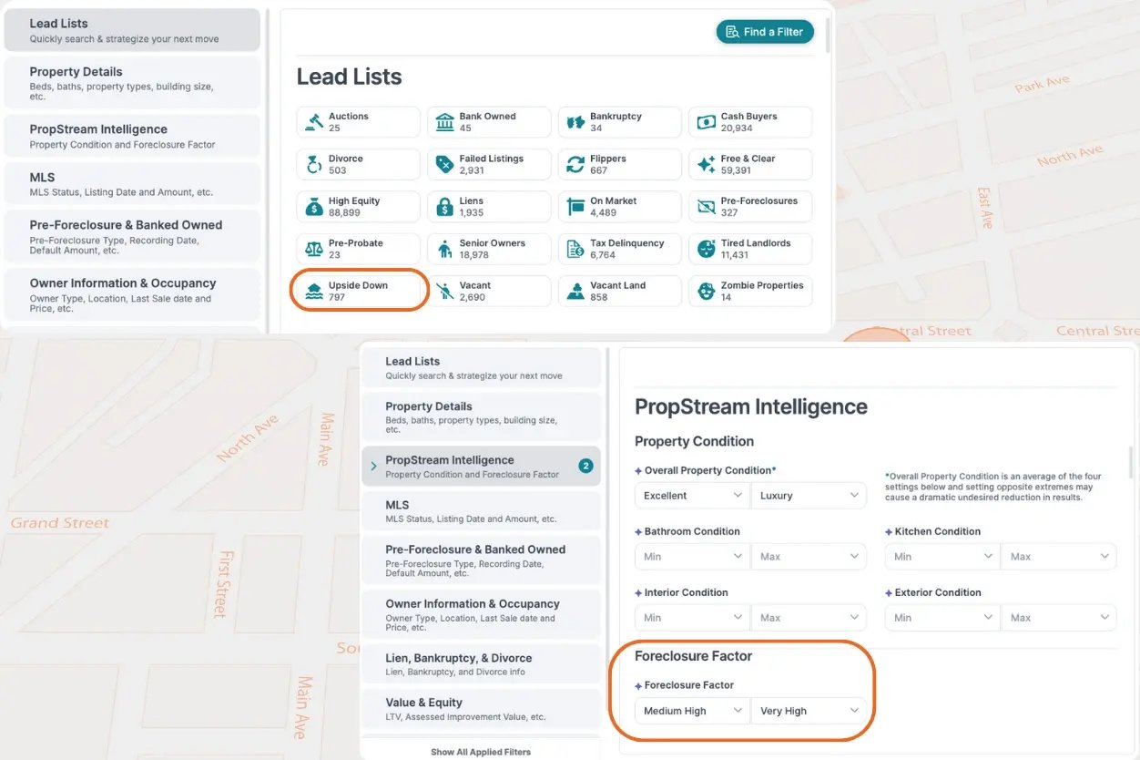 propstream filtering screengrabs
