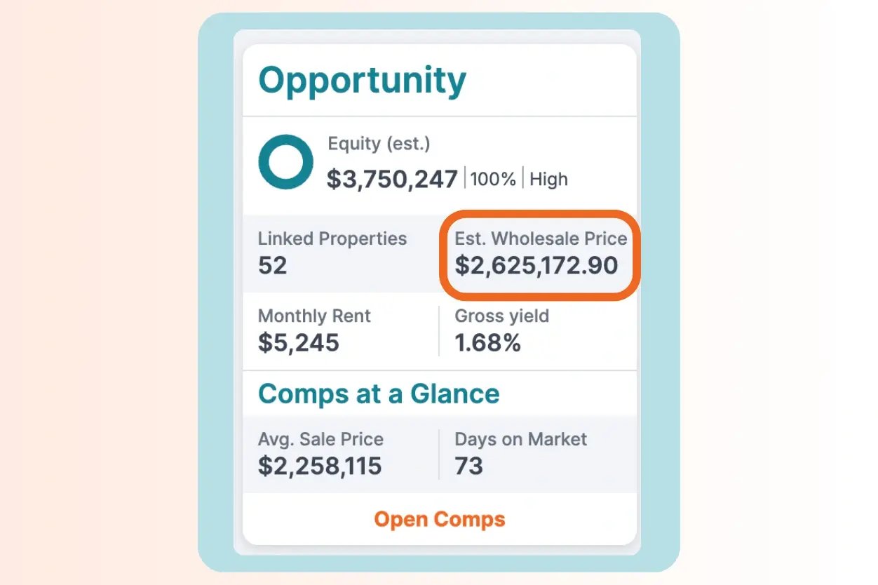 real estate wholesaling estimate price screenshot