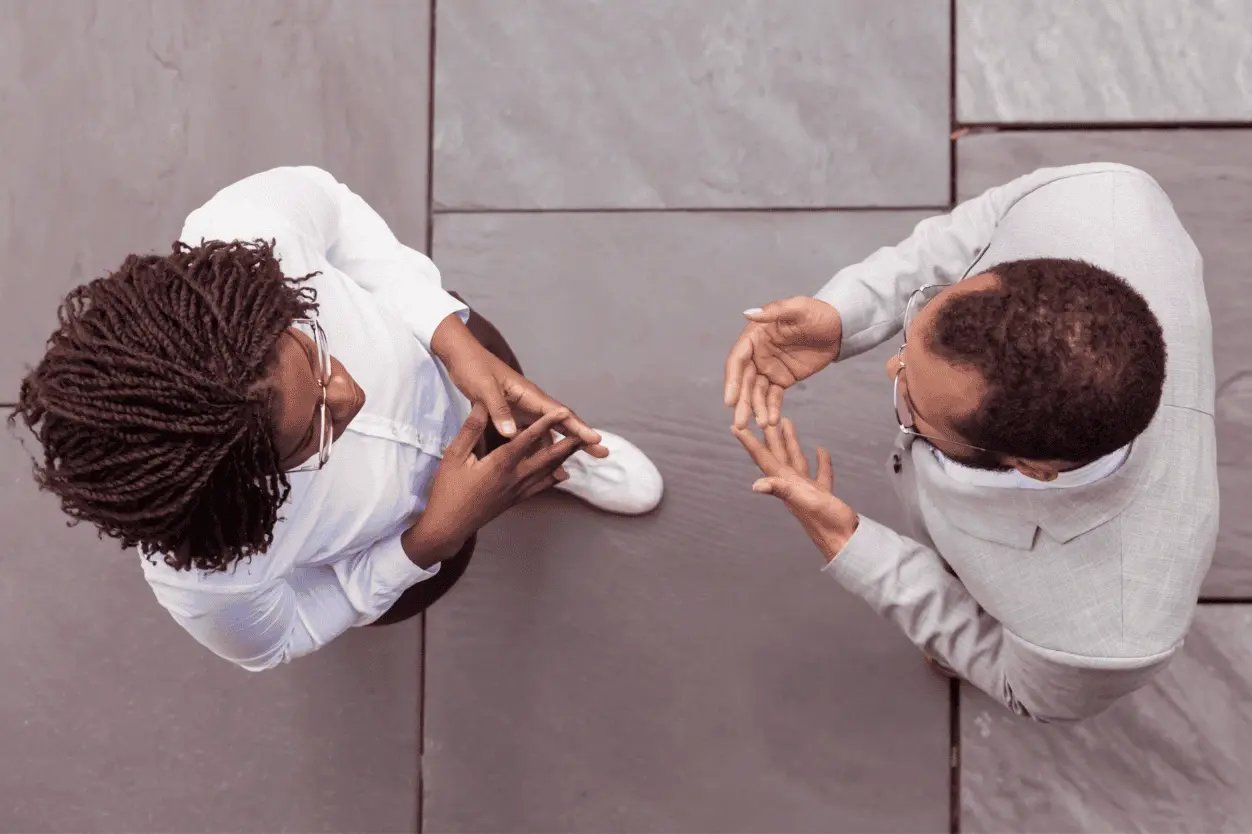 people having a conversation 