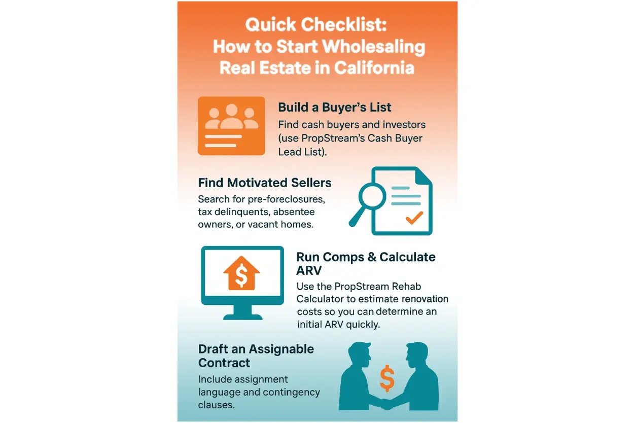 wholesaling real estate in california infographic