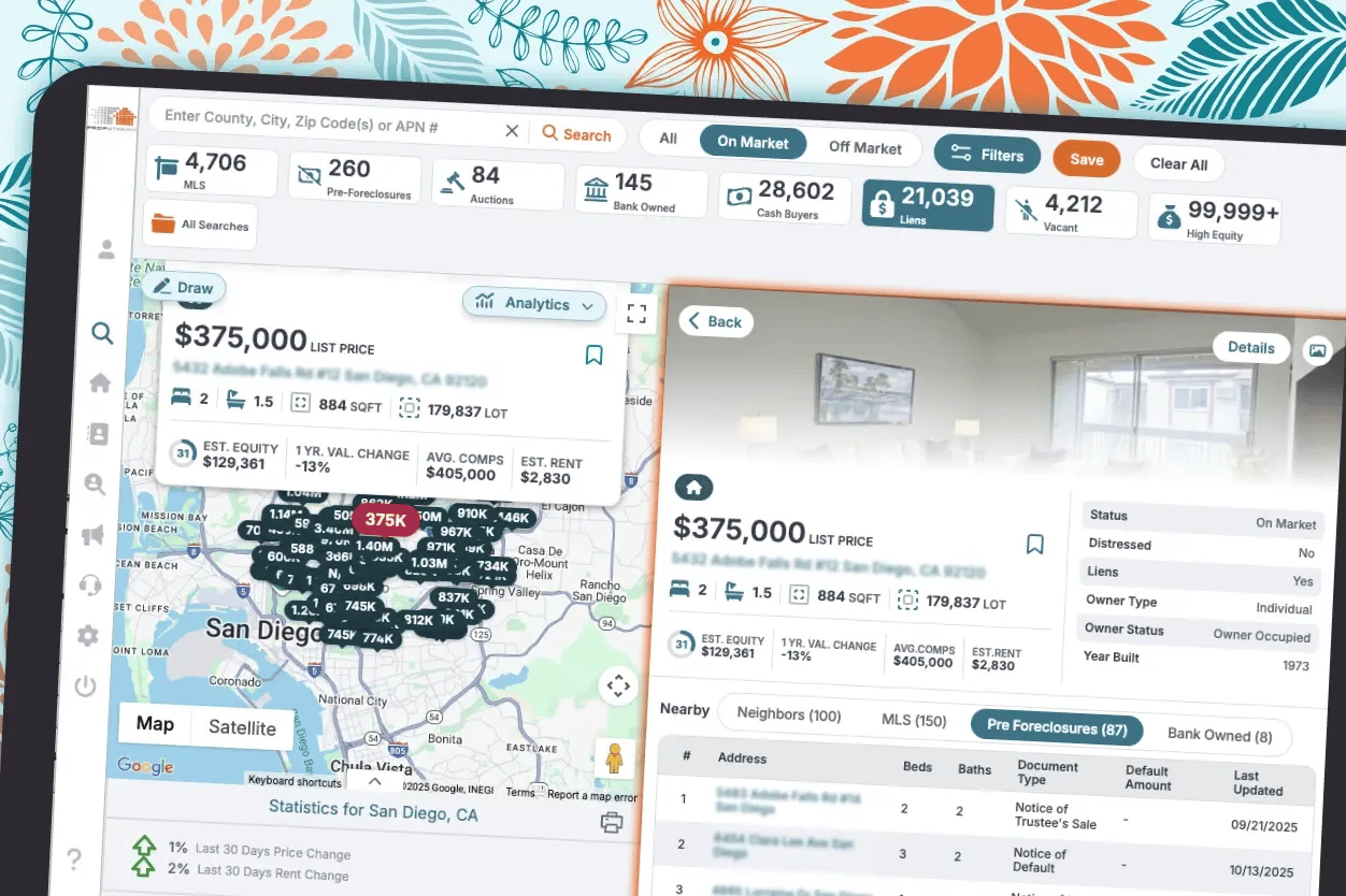 PropStream lien and mortage info -