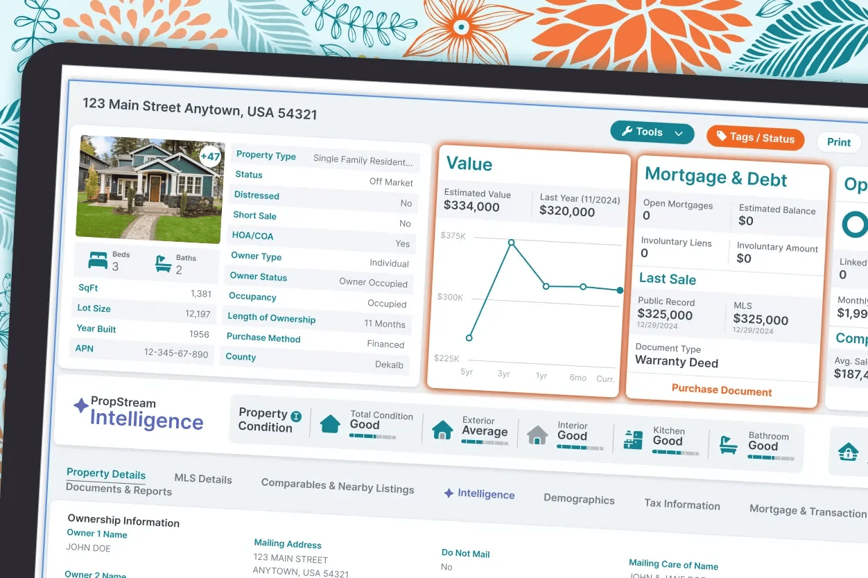 image showing PropStream mortgage info and real estate data