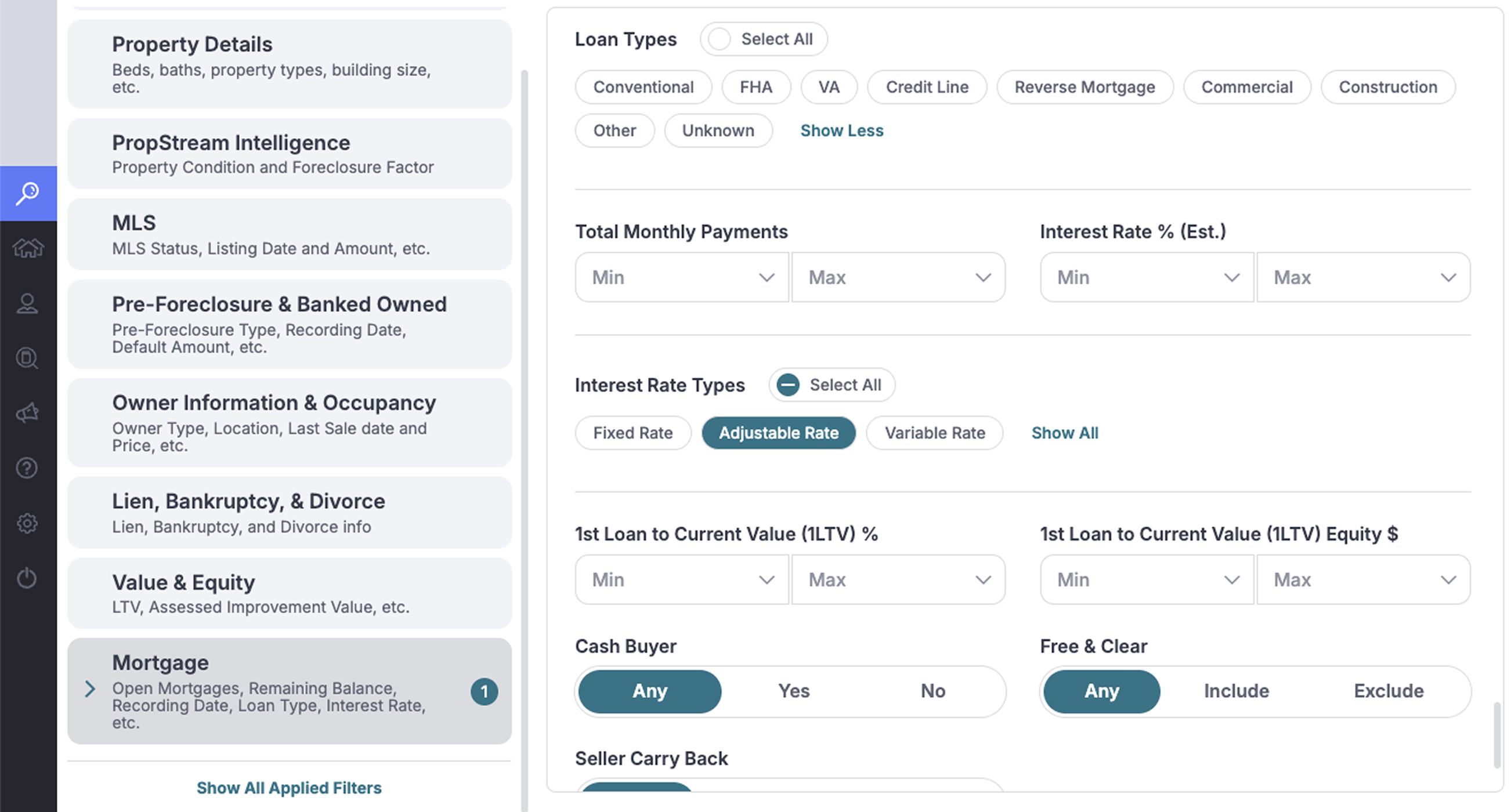 mortgage information on a property