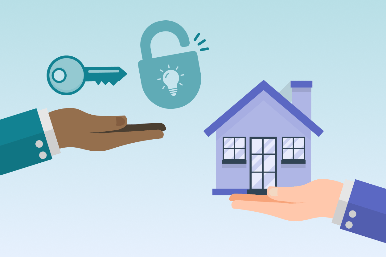 illustration of a hand reaching out to invest with real estate with no money down