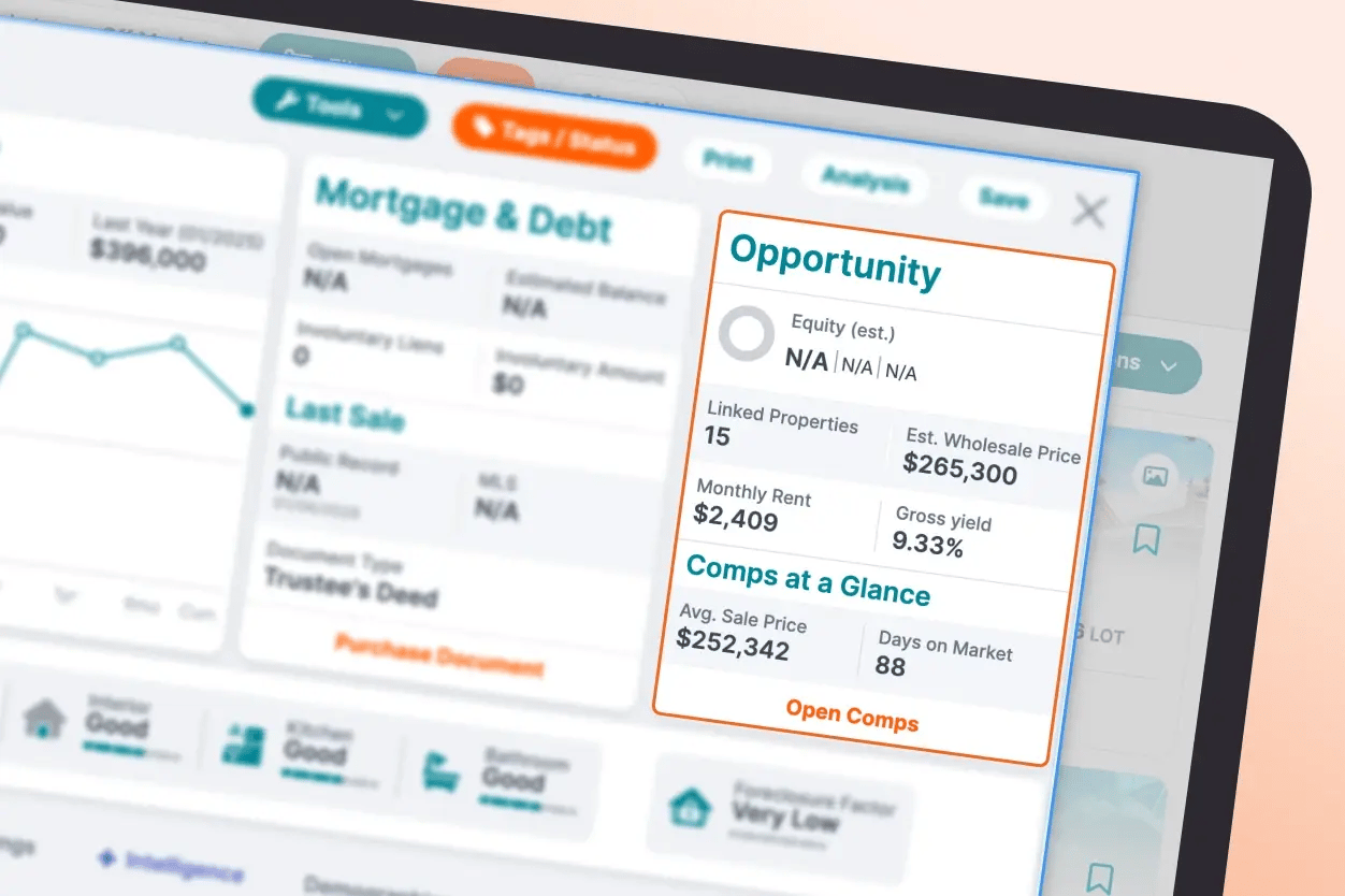 Estimated Wholesale Value screen in PropStream app