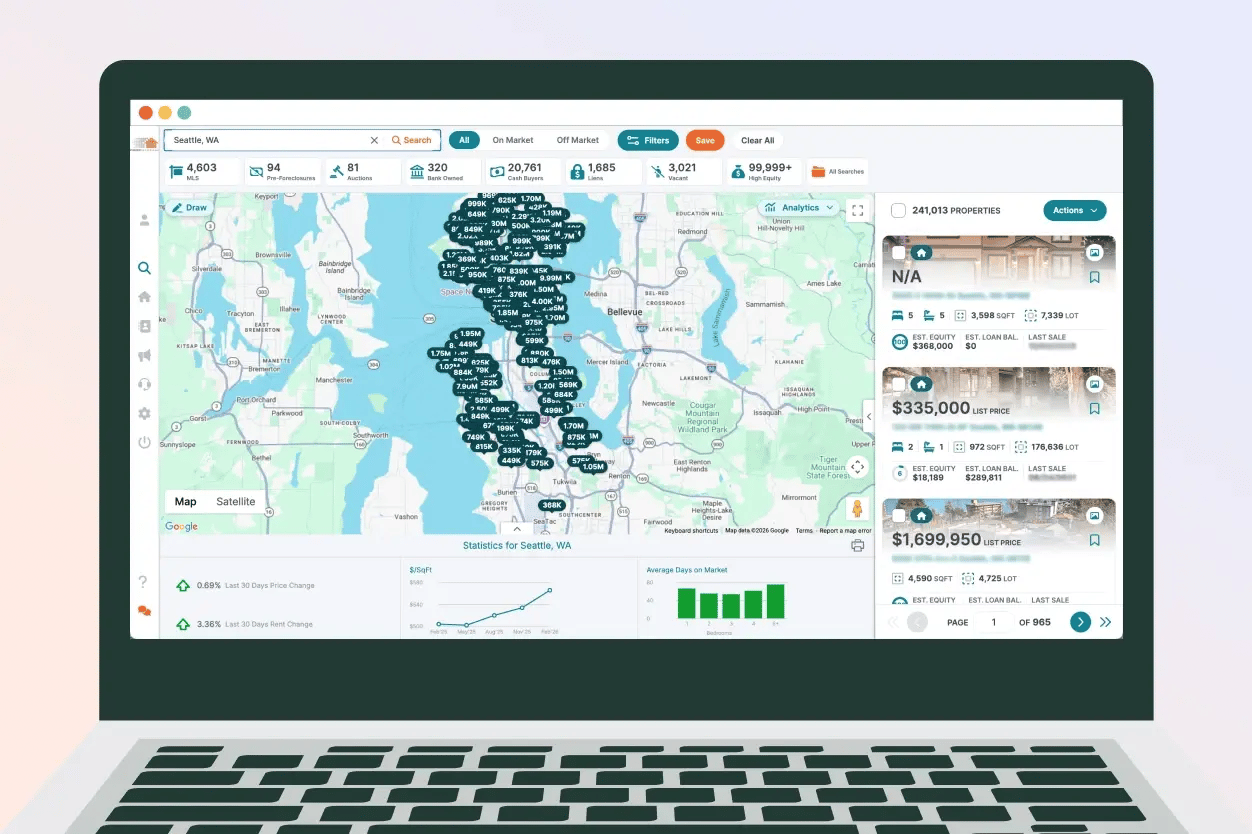 View of Seattle map within PropStream app