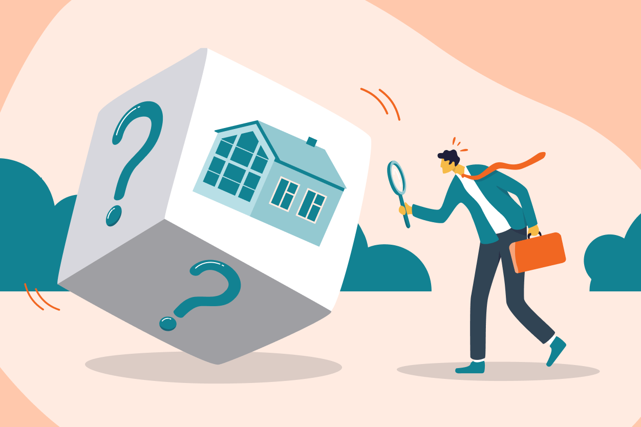 illustration of a man investigating the risks of turnkey investments