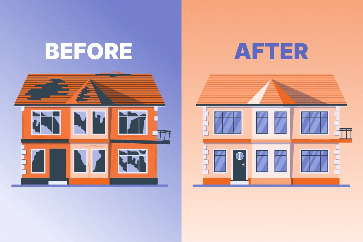 image of a house that requires maintenance.