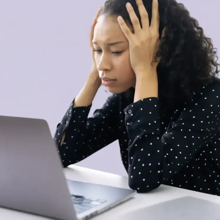 woman spending hours researching